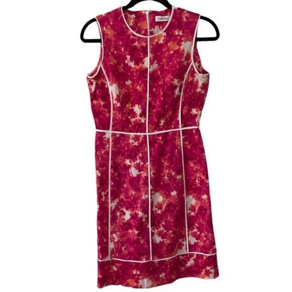 Calvin Klein Dresses & Skirts - Calvin Klein Pink and White Sleeveless Dress Career Size 4